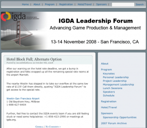 IDGA Conference Website